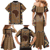 Mali Mud Cloth Leopards Legacy Family Matching Mermaid Dress and Hawaiian Shirt Tribal Village - Wonder Print Shop