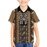 Mali Mud Cloth Leopards Legacy Family Matching Off Shoulder Maxi Dress and Hawaiian Shirt Tribal Village - Wonder Print Shop