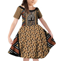 Mali Mud Cloth Leopards Legacy Family Matching Off Shoulder Short Dress and Hawaiian Shirt Tribal Village - Wonder Print Shop