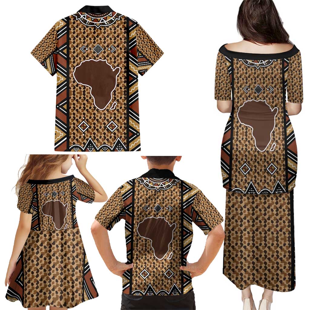Mali Mud Cloth Leopards Legacy Family Matching Puletasi and Hawaiian Shirt Tribal Village - Wonder Print Shop