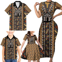Mali Mud Cloth Leopards Legacy Family Matching Short Sleeve Bodycon Dress and Hawaiian Shirt Tribal Village - Wonder Print Shop