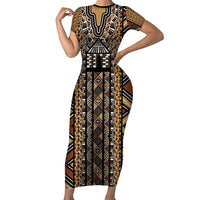 Mali Mud Cloth Leopards Legacy Family Matching Short Sleeve Bodycon Dress and Hawaiian Shirt Tribal Village - Wonder Print Shop
