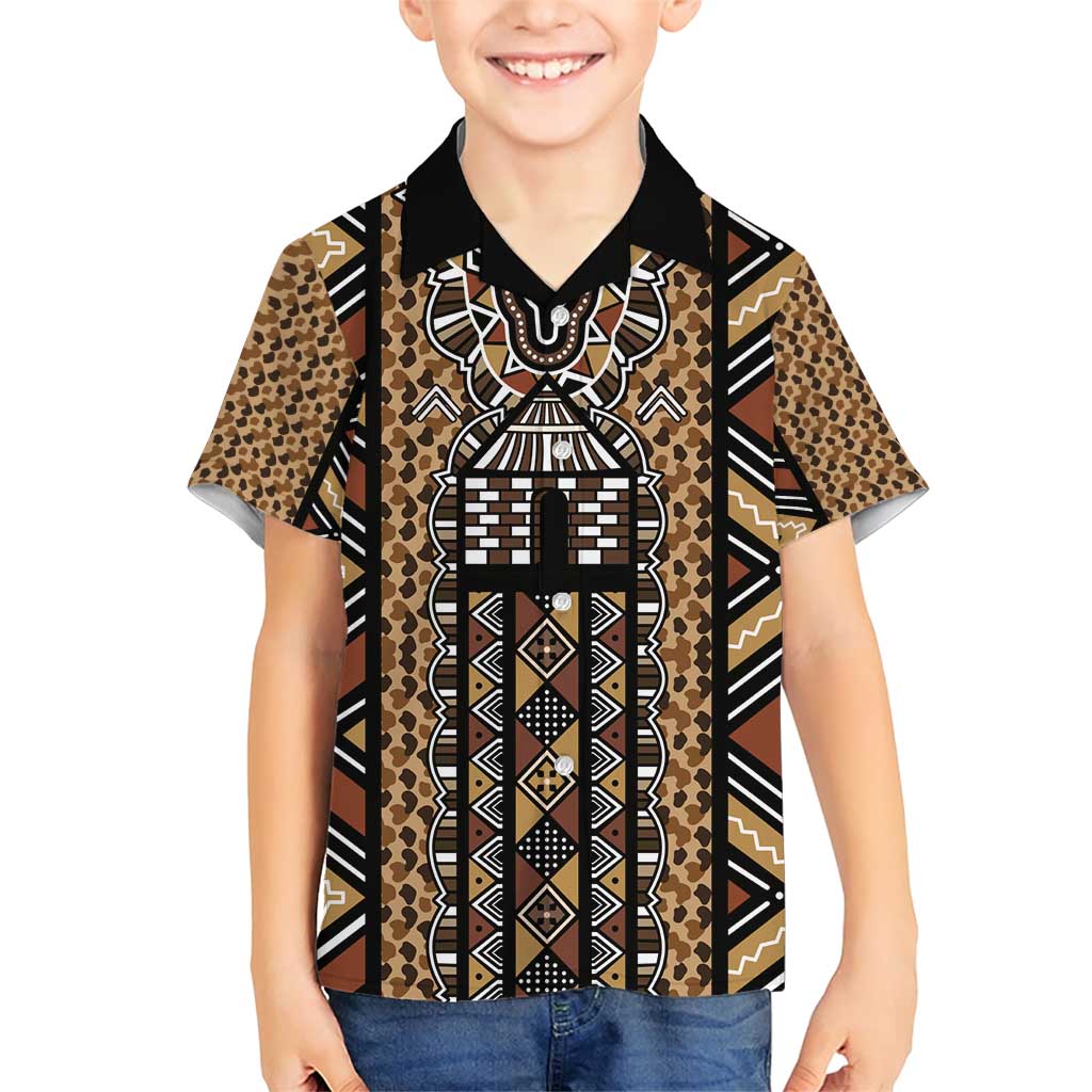 Mali Mud Cloth Leopards Legacy Family Matching Short Sleeve Bodycon Dress and Hawaiian Shirt Tribal Village - Wonder Print Shop