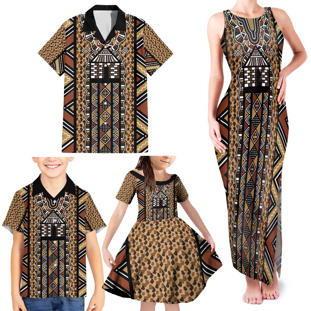 Mali Mud Cloth Leopards Legacy Family Matching Tank Maxi Dress and Hawaiian Shirt Tribal Village - Wonder Print Shop