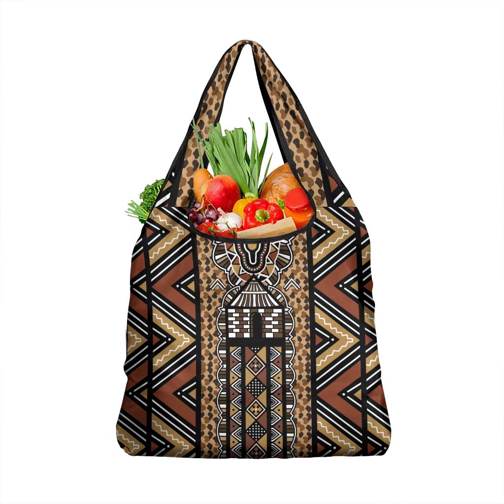 Mali Mud Cloth Leopards Legacy Grocery Bag Tribal Village - Wonder Print Shop