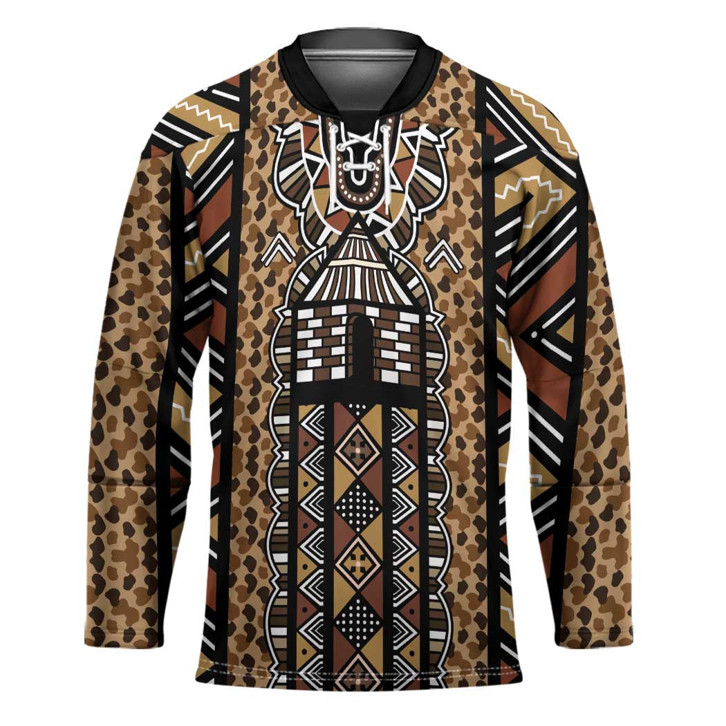Mali Mud Cloth Leopards Legacy Hockey Jersey Tribal Village - Wonder Print Shop