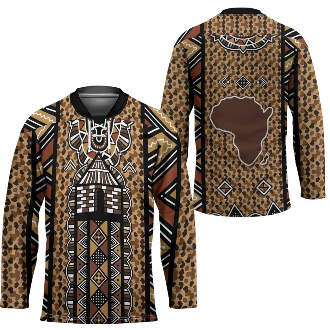 Mali Mud Cloth Leopards Legacy Hockey Jersey Tribal Village - Wonder Print Shop