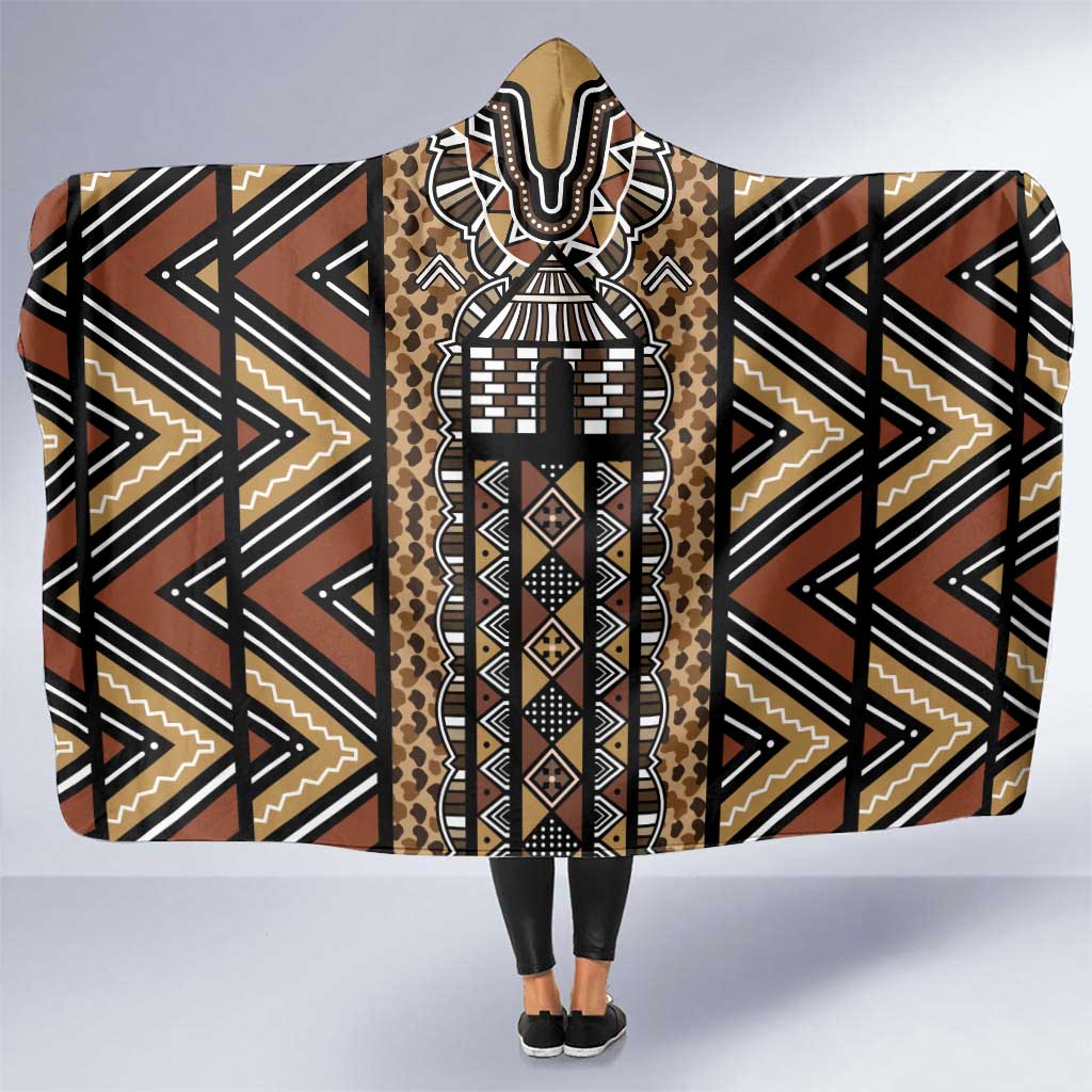 Mali Mud Cloth Leopards Legacy Hooded Blanket Tribal Village - Wonder Print Shop