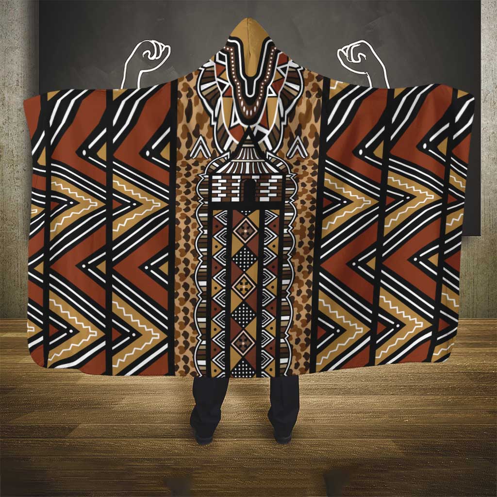 Mali Mud Cloth Leopards Legacy Hooded Blanket Tribal Village - Wonder Print Shop
