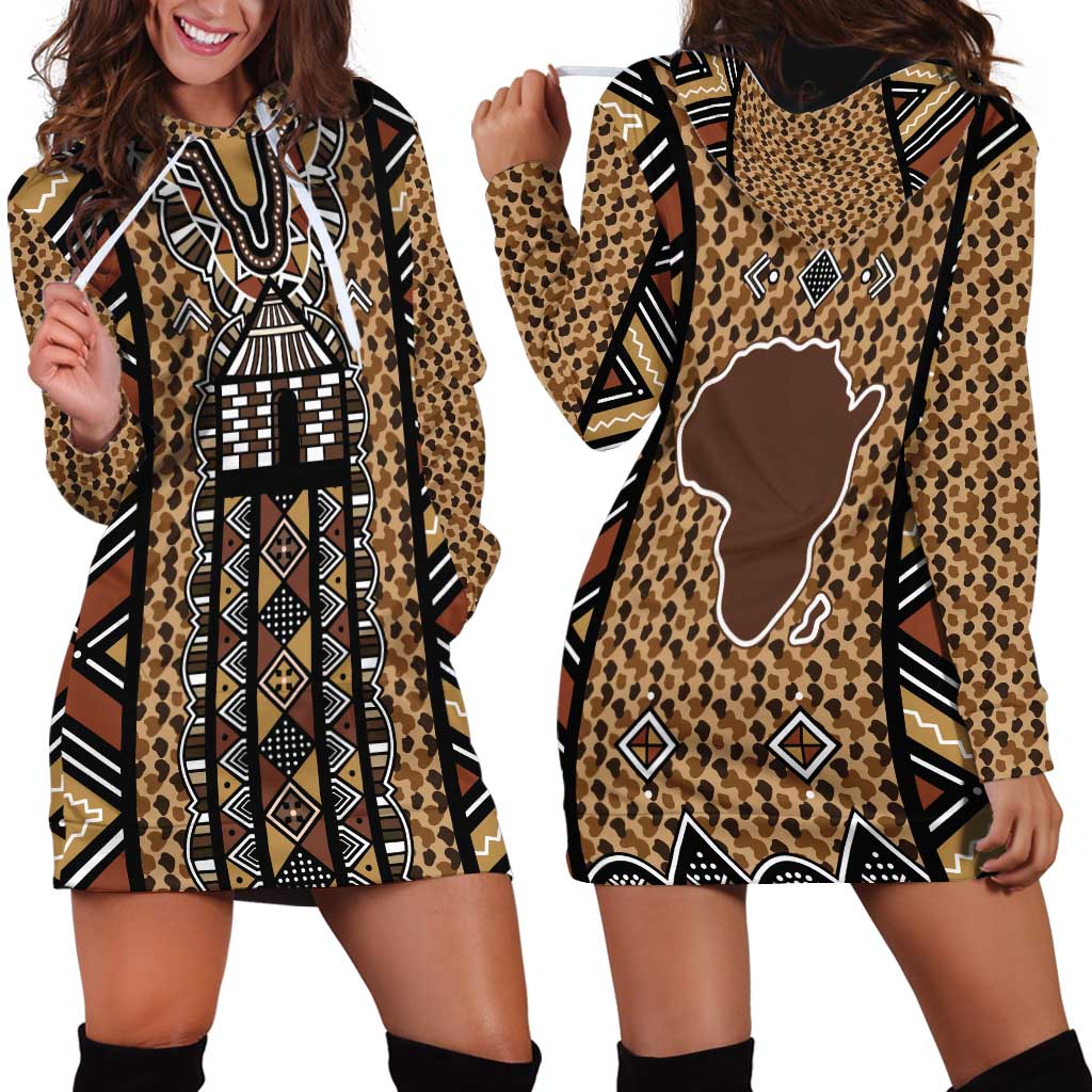 Mali Mud Cloth Leopards Legacy Hoodie Dress Tribal Village - Wonder Print Shop