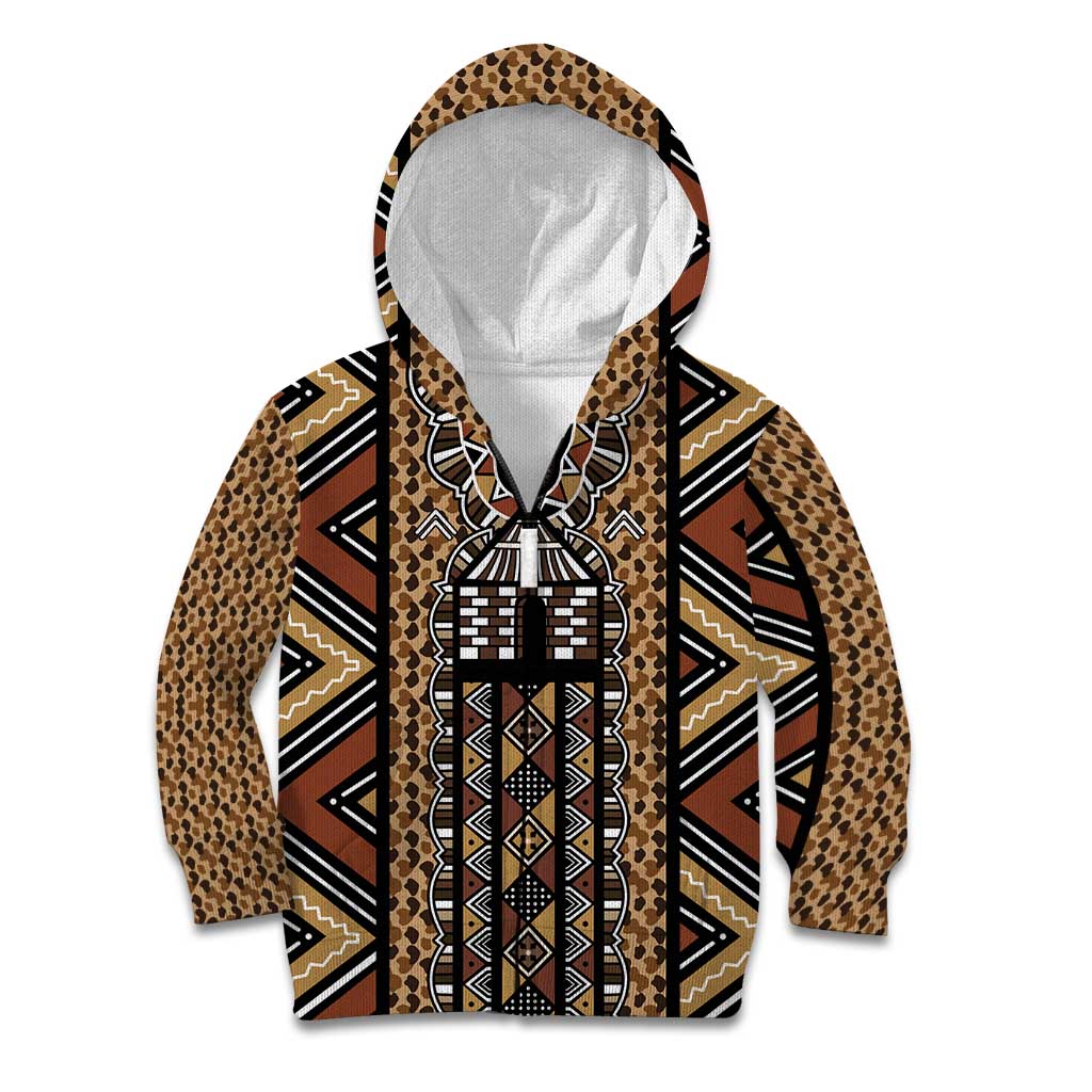 Mali Mud Cloth Leopards Legacy Kid Hoodie Tribal Village - Wonder Print Shop