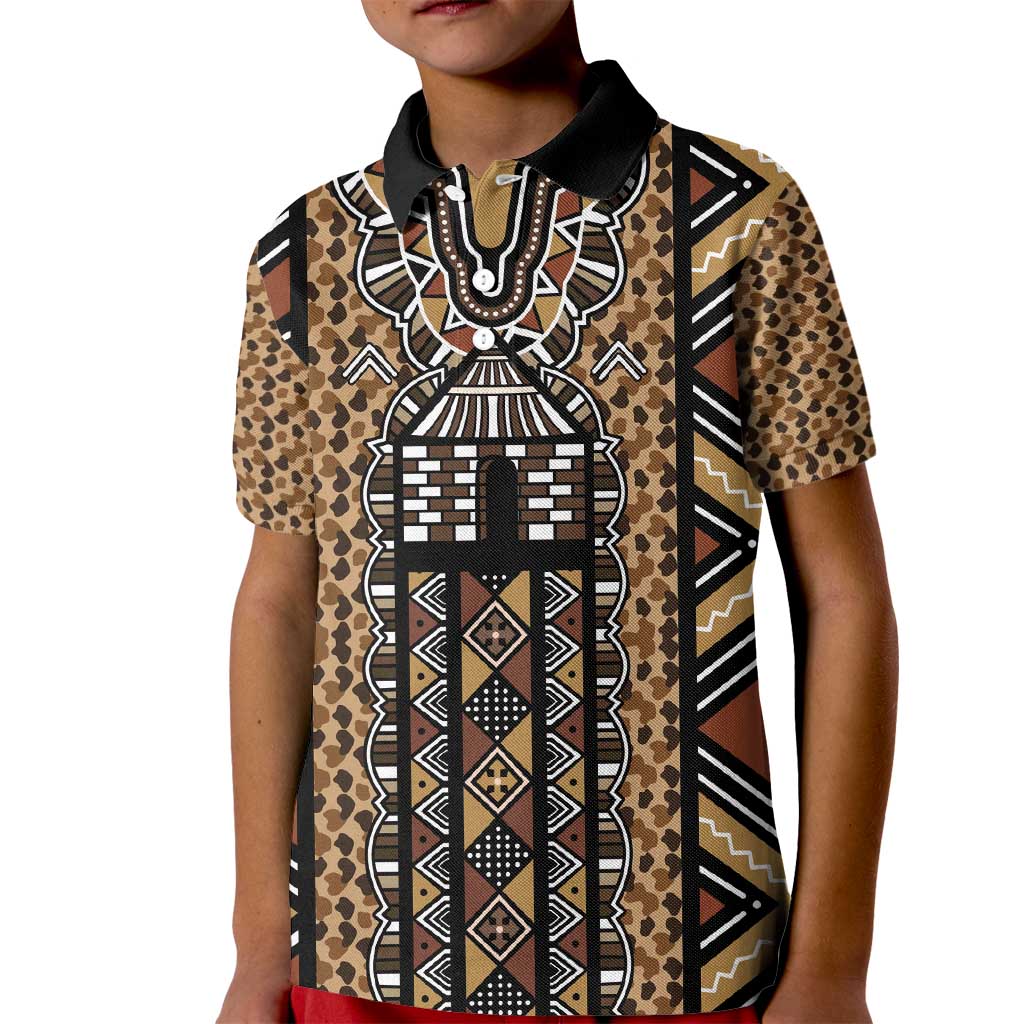 Mali Mud Cloth Leopards Legacy Kid Polo Shirt Tribal Village - Wonder Print Shop