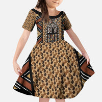 Mali Mud Cloth Leopards Legacy Kid Short Sleeve Dress Tribal Village - Wonder Print Shop