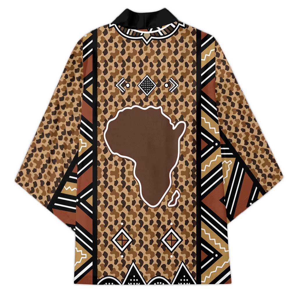 Mali Mud Cloth Leopards Legacy Kimono Tribal Village - Wonder Print Shop