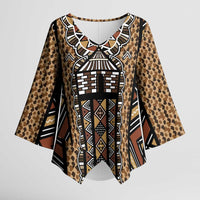 Mali Mud Cloth Leopards Legacy Kimono Sleeve Blouse Tribal Village - Wonder Print Shop