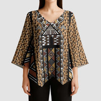 Mali Mud Cloth Leopards Legacy Kimono Sleeve Blouse Tribal Village - Wonder Print Shop