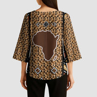 Mali Mud Cloth Leopards Legacy Kimono Sleeve Blouse Tribal Village - Wonder Print Shop