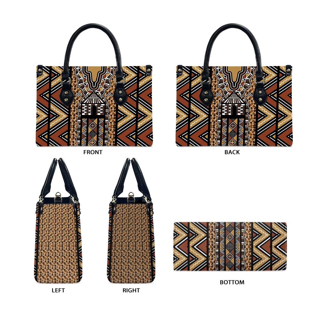 Mali Mud Cloth Leopards Legacy Leather Bag Tribal Village - Wonder Print Shop