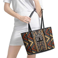 Mali Mud Cloth Leopards Legacy Leather Tote Bag Tribal Village - Wonder Print Shop