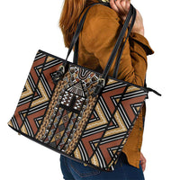 Mali Mud Cloth Leopards Legacy Leather Tote Bag Tribal Village - Wonder Print Shop