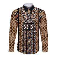 Mali Mud Cloth Leopards Legacy Long Sleeve Button Shirt Tribal Village - Wonder Print Shop