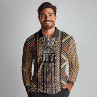Mali Mud Cloth Leopards Legacy Long Sleeve Polo Shirt Tribal Village - Wonder Print Shop