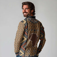 Mali Mud Cloth Leopards Legacy Long Sleeve Polo Shirt Tribal Village - Wonder Print Shop
