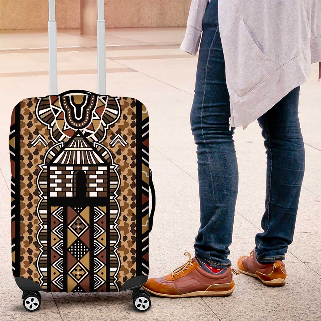 Mali Mud Cloth Leopards Legacy Luggage Cover Tribal Village - Wonder Print Shop
