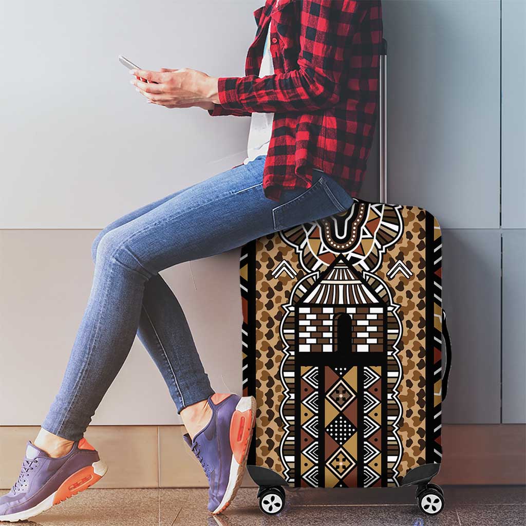 Mali Mud Cloth Leopards Legacy Luggage Cover Tribal Village - Wonder Print Shop
