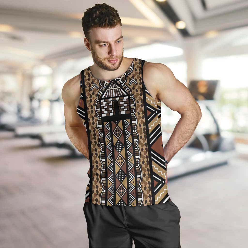 Mali Mud Cloth Leopards Legacy Men Tank Top Tribal Village - Wonder Print Shop