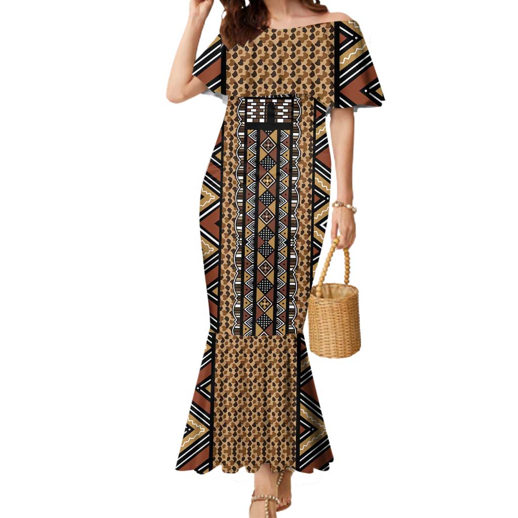 Mali Mud Cloth Leopards Legacy Mermaid Dress Tribal Village - Wonder Print Shop