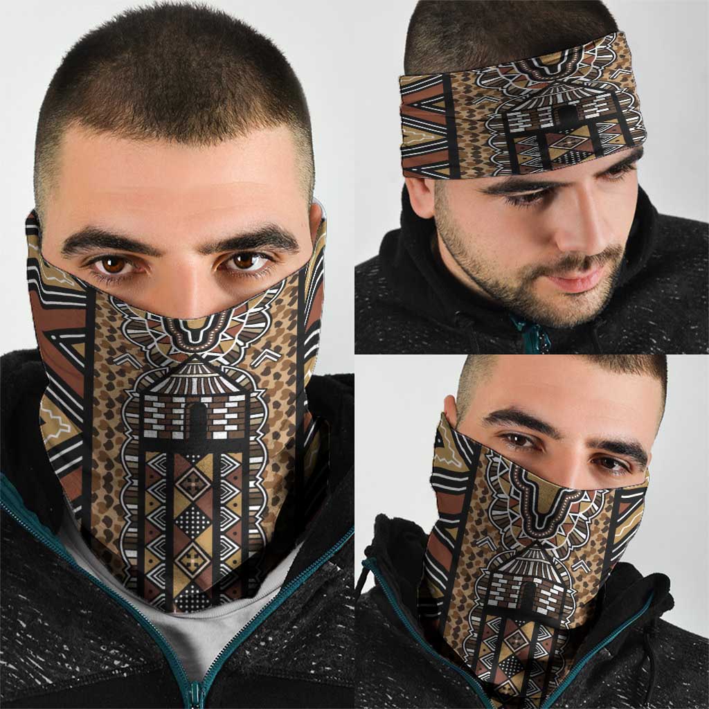 Mali Mud Cloth Leopards Legacy Neck Gaiter Tribal Village - Wonder Print Shop