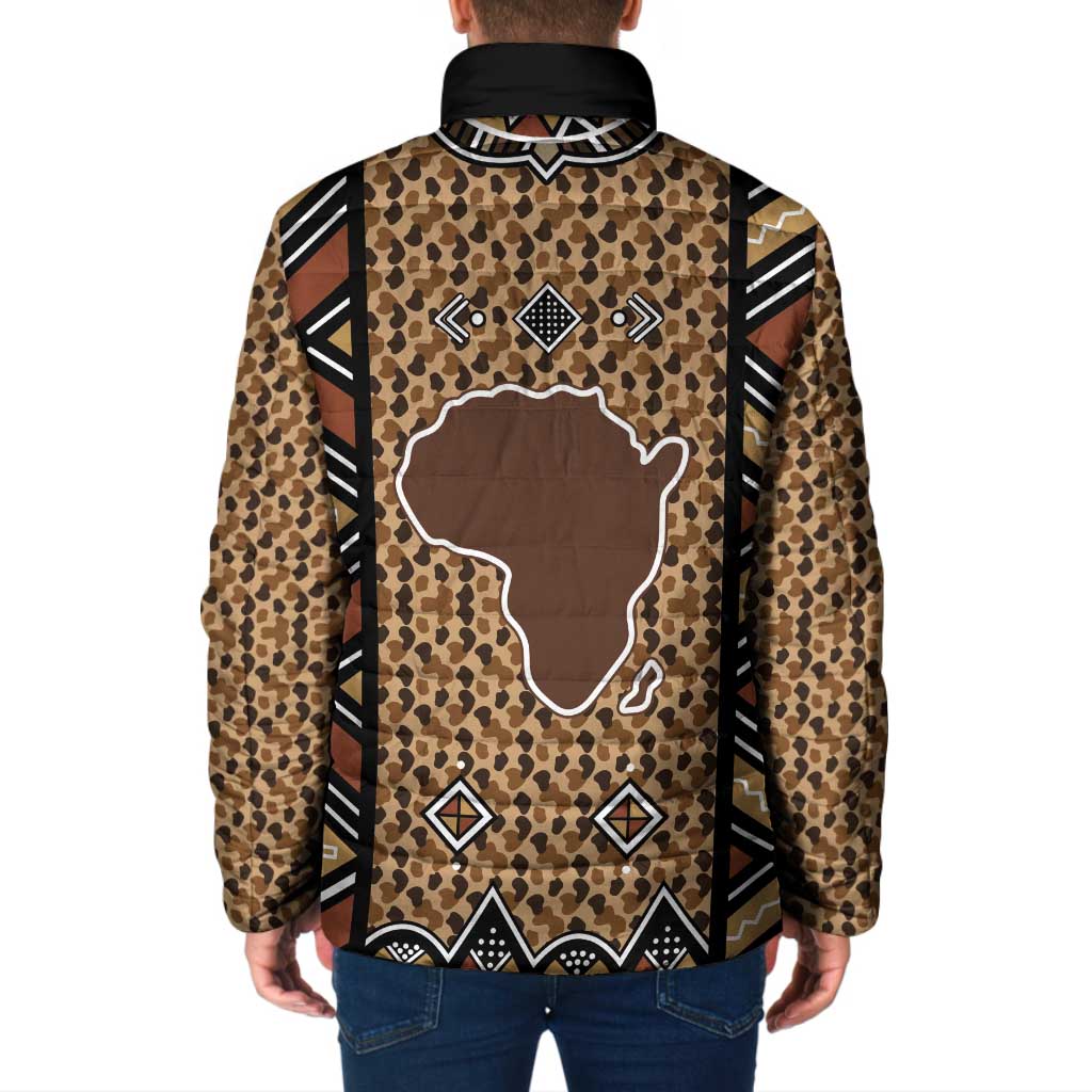 Mali Mud Cloth Leopards Legacy Padded Jacket Tribal Village - Wonder Print Shop