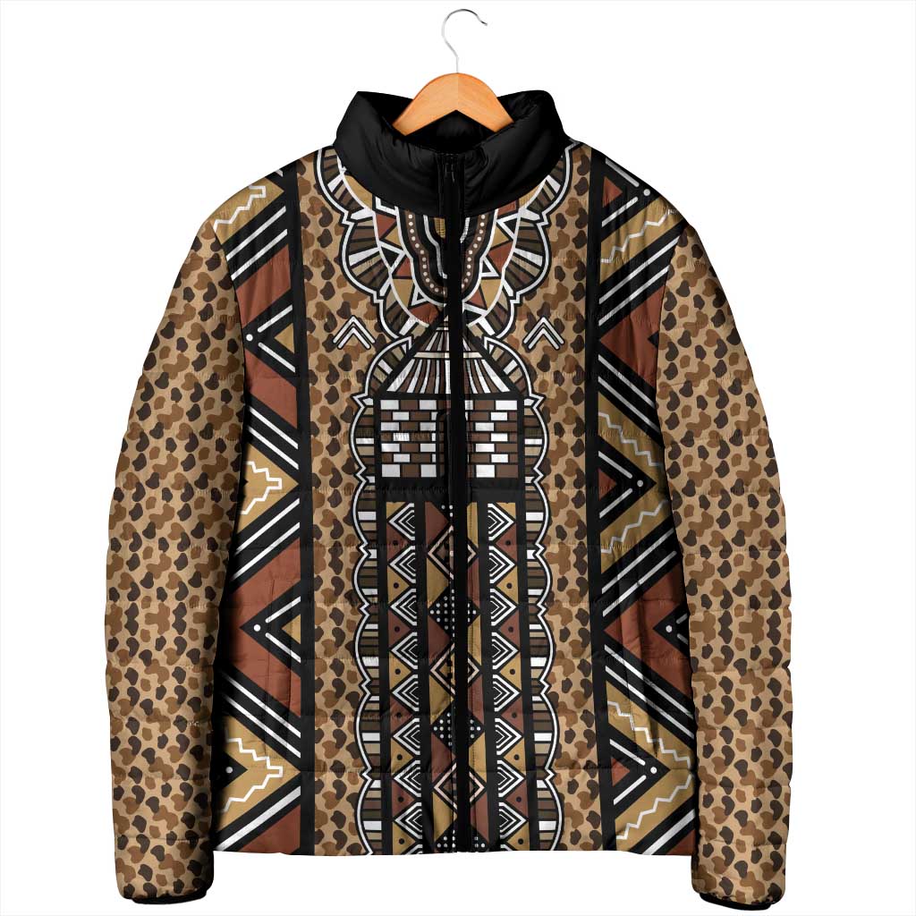 Mali Mud Cloth Leopards Legacy Padded Jacket Tribal Village - Wonder Print Shop