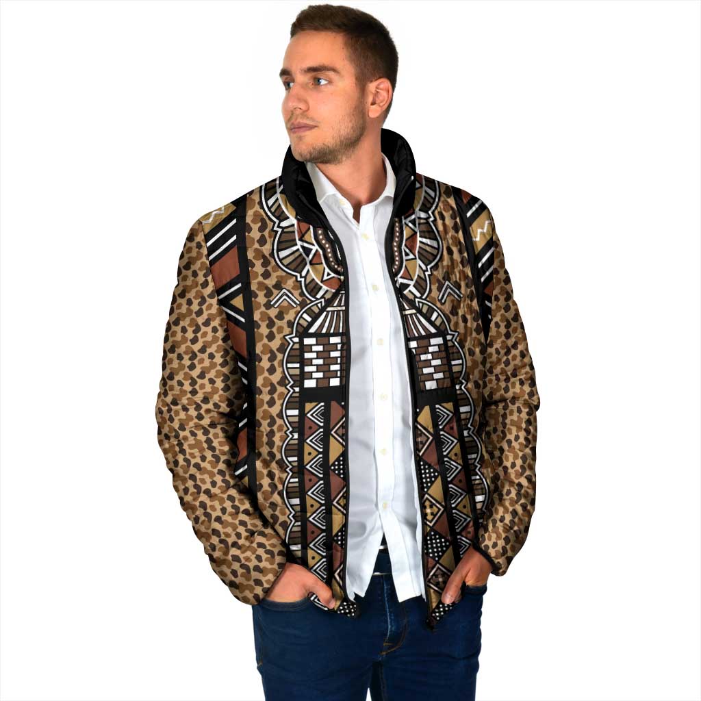Mali Mud Cloth Leopards Legacy Padded Jacket Tribal Village - Wonder Print Shop