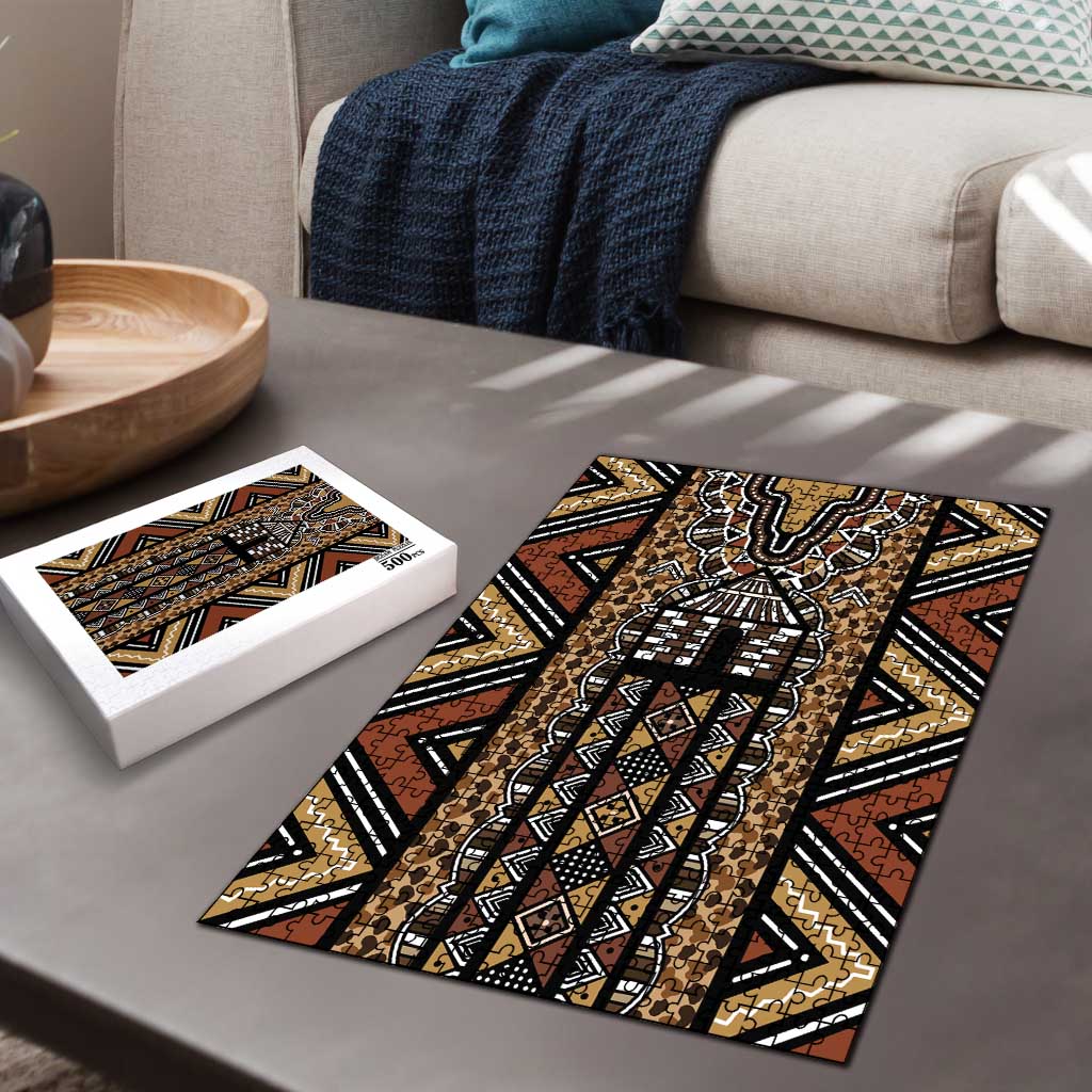 Mali Mud Cloth Leopards Legacy Puzzle Tribal Village - Wonder Print Shop