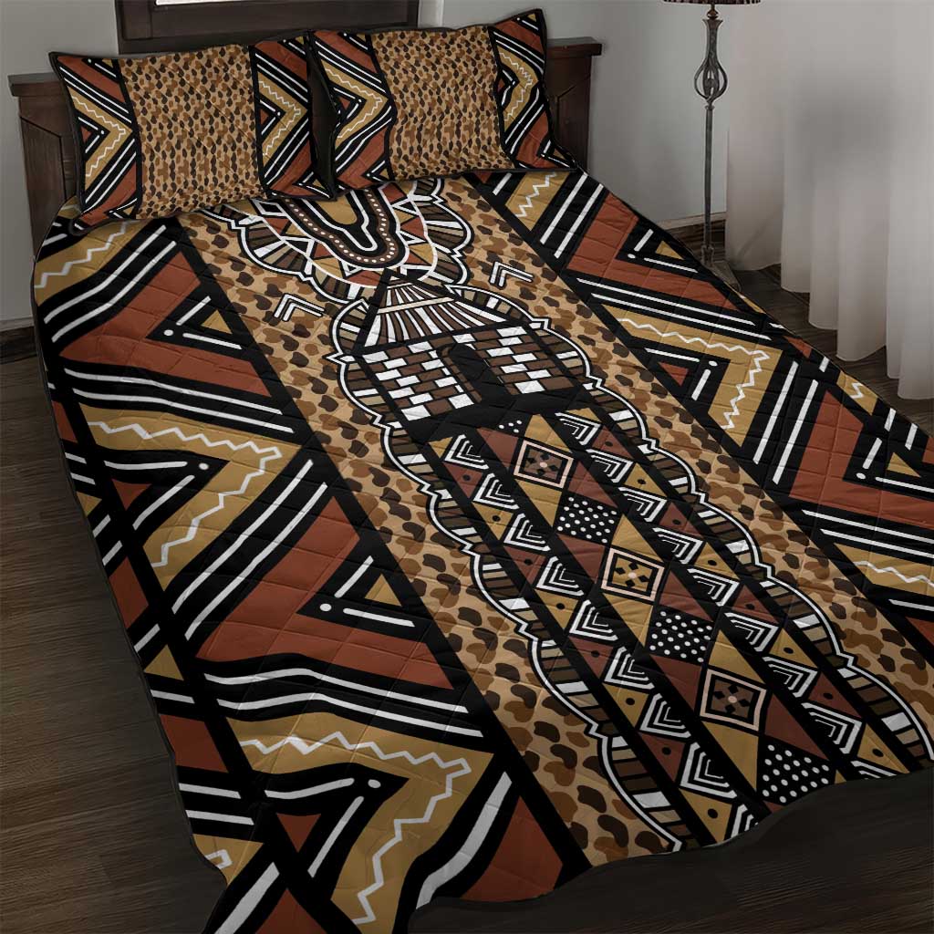 Mali Mud Cloth Leopards Legacy Quilt Bed Set Tribal Village - Wonder Print Shop