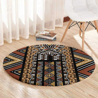 Mali Mud Cloth Leopards Legacy Round Carpet Tribal Village - Wonder Print Shop