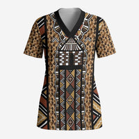 Mali Mud Cloth Leopards Legacy Scrub Top Tribal Village - Wonder Print Shop