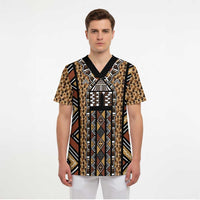 Mali Mud Cloth Leopards Legacy Scrub Top Tribal Village - Wonder Print Shop