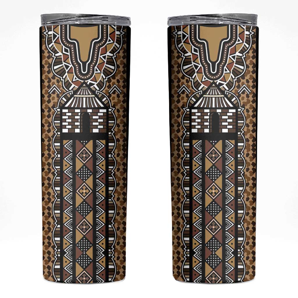 Mali Mud Cloth Leopards Legacy Skinny Tumbler Tribal Village - Wonder Print Shop