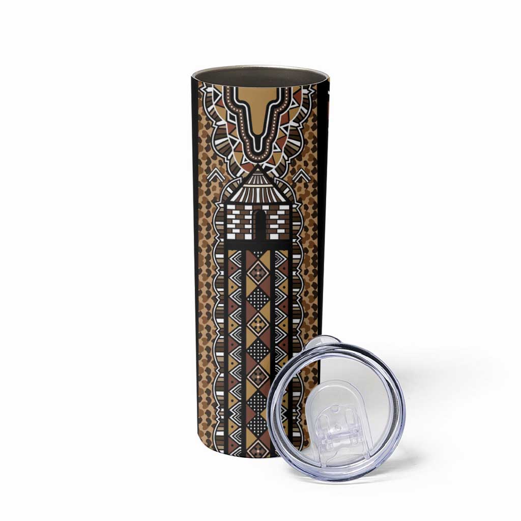 Mali Mud Cloth Leopards Legacy Skinny Tumbler Tribal Village - Wonder Print Shop