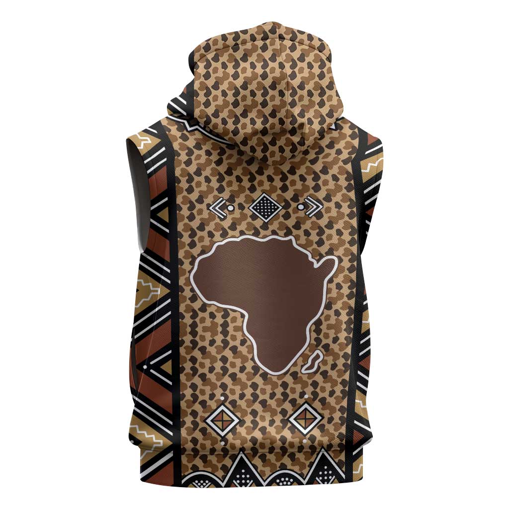 Mali Mud Cloth Leopards Legacy Sleeveless Hoodie Tribal Village - Wonder Print Shop