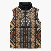 Mali Mud Cloth Leopards Legacy Sleeveless Puffer Jacket Tribal Village - Wonder Print Shop