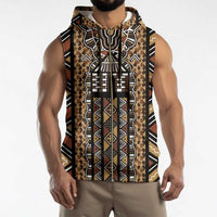 Mali Mud Cloth Leopards Legacy Sleeveless Zip Hoodie Tribal Village - Wonder Print Shop