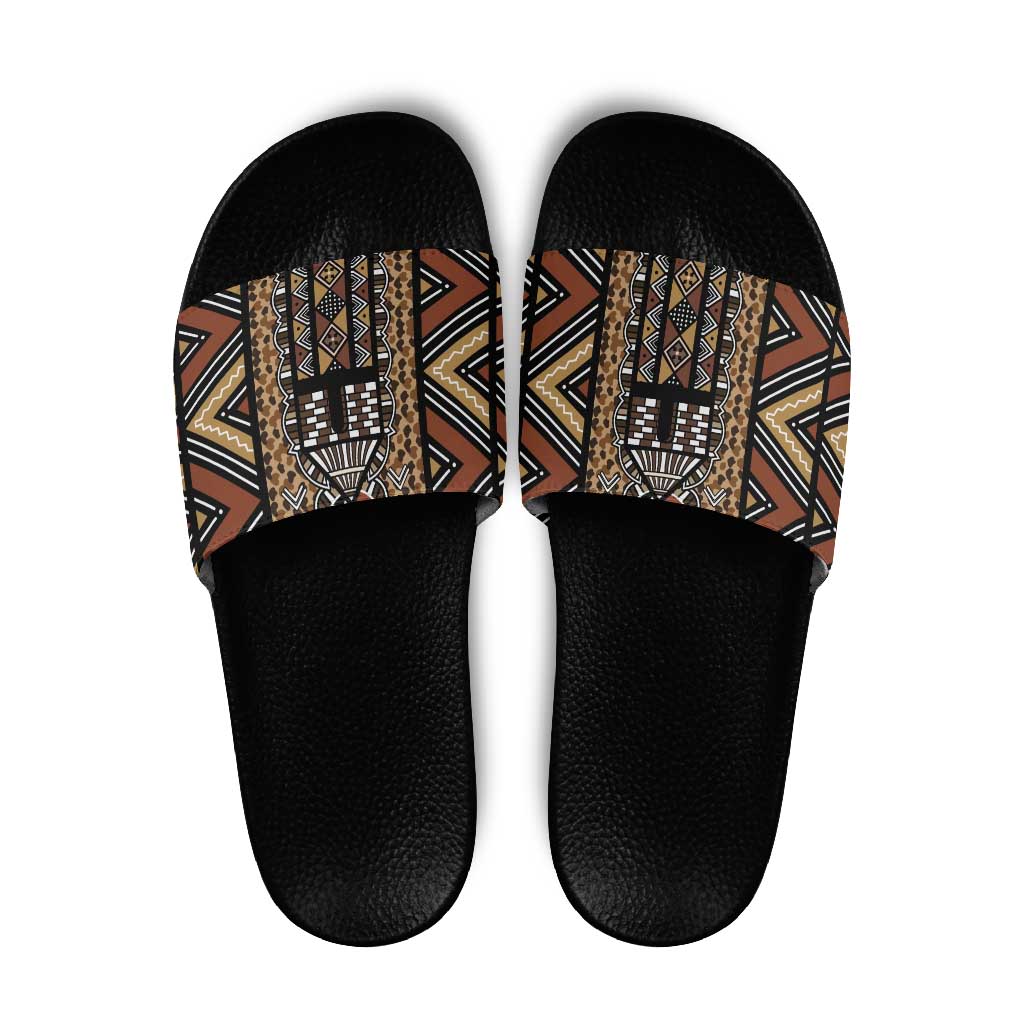 Mali Mud Cloth Leopards Legacy Slide Sandals Tribal Village - Wonder Print Shop
