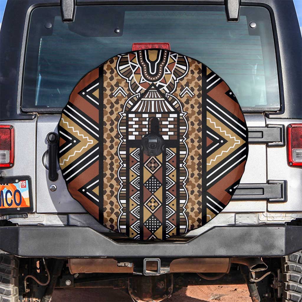 Mali Mud Cloth Leopards Legacy Spare Tire Cover Tribal Village - Wonder Print Shop
