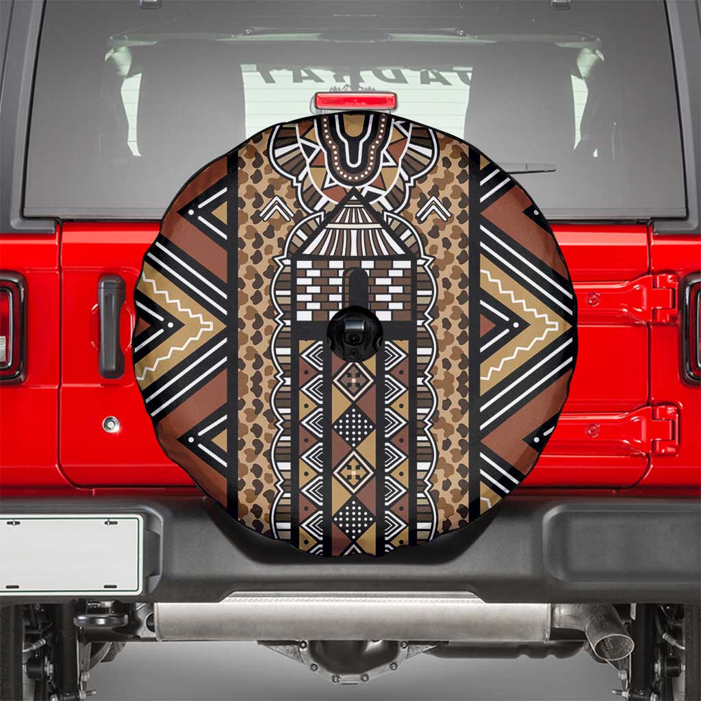 Mali Mud Cloth Leopards Legacy Spare Tire Cover Tribal Village - Wonder Print Shop