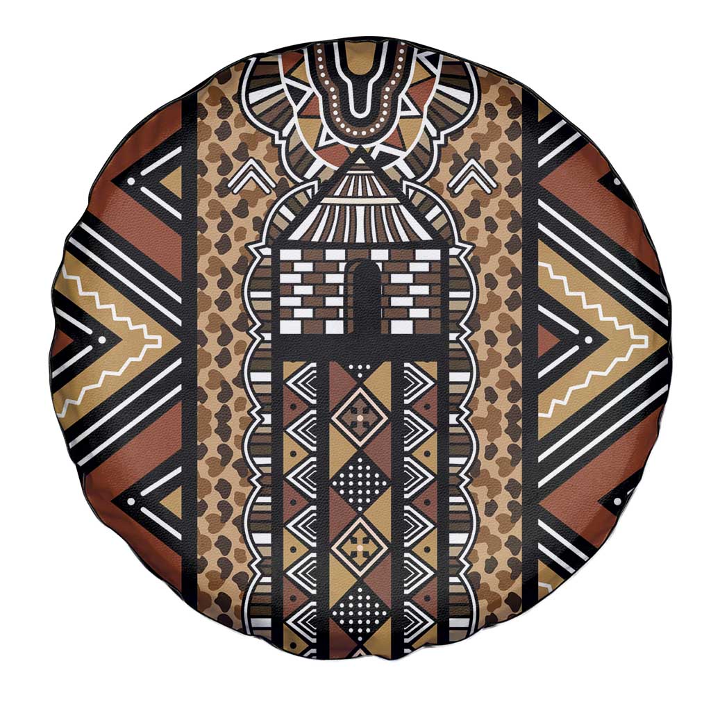 Mali Mud Cloth Leopards Legacy Spare Tire Cover Tribal Village - Wonder Print Shop
