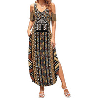 Mali Mud Cloth Leopards Legacy Summer Maxi Dress Tribal Village - Wonder Print Shop